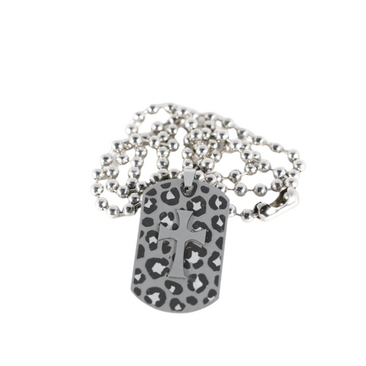 Leopard Cross Dogtag